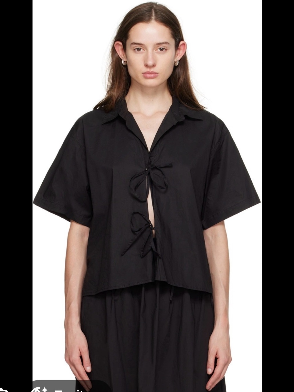Deiji medium Black Tie-Front Short Sleeve Shirt - Women